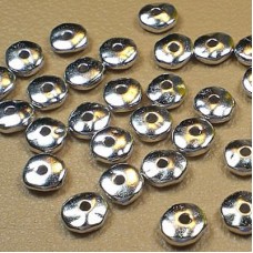 7mm TierraCast Heishi Nugget Spacer Beads - Rhodium Plated - Pack of 10