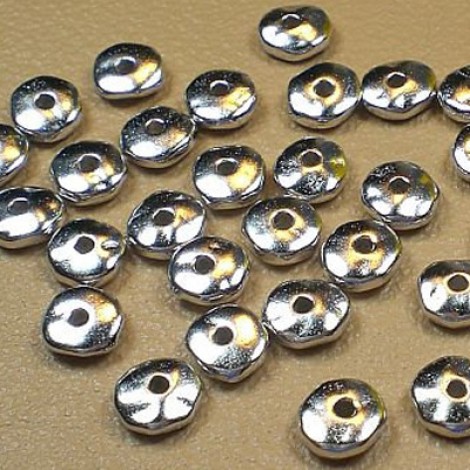 7mm TierraCast Heishi Nugget Spacer Beads - Rhodium Plated