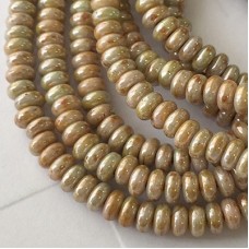 4mm Czech Rondelles - Luster Opaque Green - Pack of 50