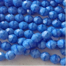 8mm Czech Firepolish Beads - Sky Blue Coral  - Pack of 20