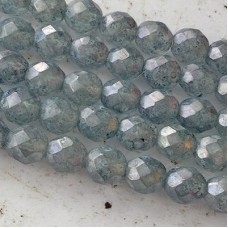 8mm Czech Firepolish Beads - Luster Stone Blue - Pack of 20