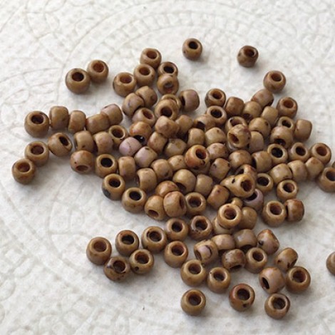 8/0 Toho Seed Beads - Hybrid Frosted Opaque Lavender Picasso - 10gm 8/0 Toho Seed Beads - Hybrid Frosted Opaque Lavender Picasso - 10gm