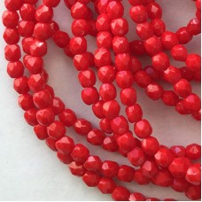 3mm Czech Firepolish Beads - Opaque Red - Pack of 50