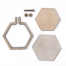 40mm Hexagon Mini Embroidery Hoop Lasercut Wood Frame Pendant - Per Set