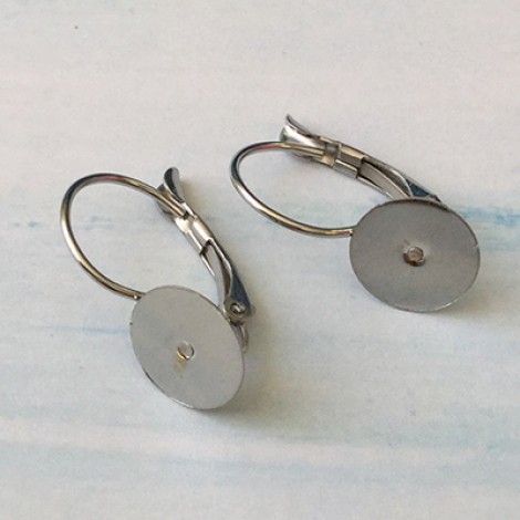 316L Stainless Steel Leverback Earrings with 10mm Flat Pad