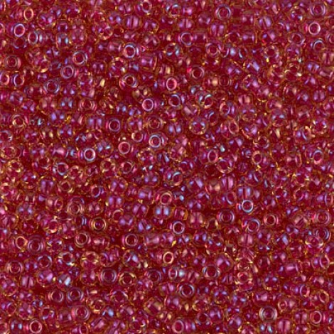 11/0 Miyuki Seed Beads - Light Cranberry Lined Topaz Luster - 24gm