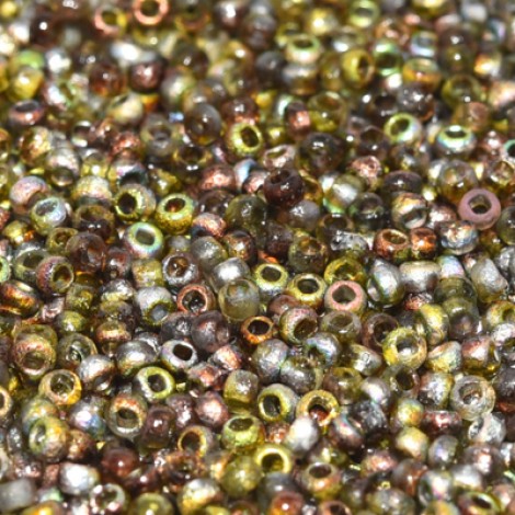 11/0 Czech Seed Beads - Crystal Etched Magic Green