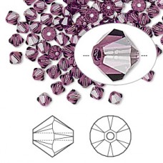4mm Swarovski 5328 Crystal Bicones - Amethyst - Pack of 10