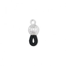 Eye-Glass Holders - Black Elastic with 7mm Silver Plated Bead - Pack of 6 pair