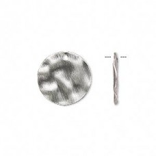 16mm Antique Silver Plated Steel Textured Flat Round Drop Charms - Pack of 10