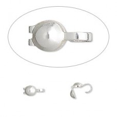 8x3.5mm Silver Plated Bottom Clamp-on Beadtips - Pack of 50
