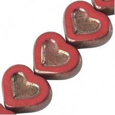 14x12mm Cz Table Cut Heart Beads - Red /Bronze - Pack of 5