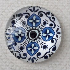 25mm Art Glass Backed Cabochons - Moody Blues Design 14 - Each