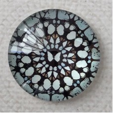 25mm Art Glass Backed Cabochons - Moody Blues Design 15 - each - Each