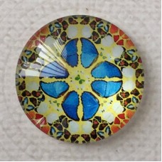 25mm Art Glass Backed Cabochons - Moody Blues Design 16 - Each