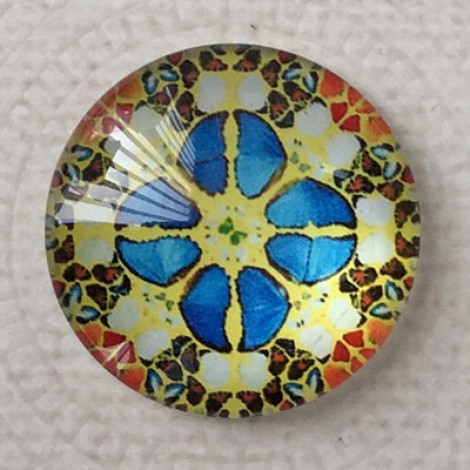 25mm Art Glass Backed Cabochons - Moody Blues Design 16 - Each 25mm Art Glass Backed Cabochons - Moody Blues Design 16 - Each