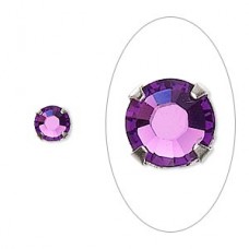6.4mm SS30 Swarovski Crystal & Silver Plated Montees - Amethyst - Pack of 12
