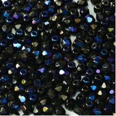 True 2mm Czech Firepolish Beads - Jet Azuro - Pack of 50