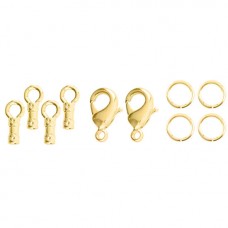 Beadalon Loop Cord End Crimp & Clasp Sets - 1mm ID - Gold Plated - Pack of 2 sets