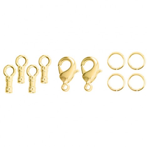 Beadalon Loop Cord End Crimp & Clasp Sets - 1mm ID - Gold Plated