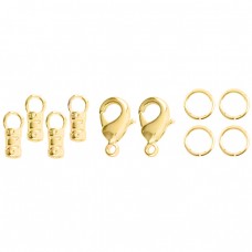 Beadalon Loop Cord End Crimp & Clasp Sets - 2mm ID - Gold Plated - Pack of 2 sets