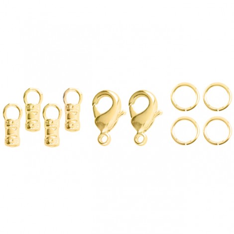 Beadalon Loop Cord End Crimp & Clasp Sets - 2mm ID - Gold Plated