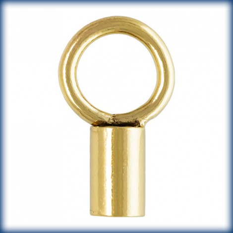 1.4mm ID 14Kt Gold Filled Crimp Cord End Cap with Ring