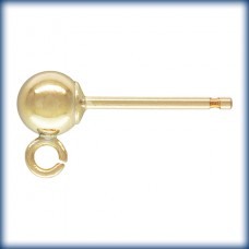 4mm 14K Gold Filled Ball Earposts with Open Loop - Per Pair
