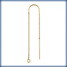 14K Gold Filled U-Threader Drop Box Chain Ear Threads with Ring - Per Pair