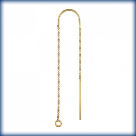 14K Gold Filled U-Threader Drop Box Chain Ear Threads with Ring