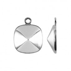 10mm ID Swarovski Rhodium Plated Brass 4470 Cushion Setting Drops - Pack of 2