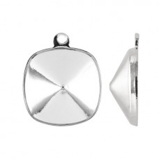 12mm ID Swarovski Rhodium Plated Brass 4470 Cushion Setting Drops - Each