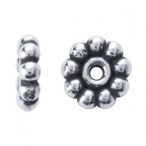 3.2x1.3mm Sterling Silver Daisy Beads - Pack of 10
