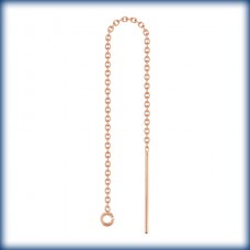 14K Rose Gold Filled Cable Chain Ear Threads with Ring - Per Pair