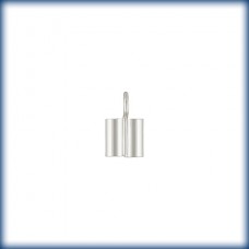 2mm ID Sterling Silver Tube Double Cord End Caps with Ring - Per Pair