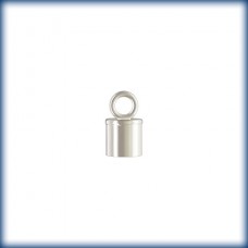4mm ID Sterling Silver Tube Cord End Caps with Ring - Per pair