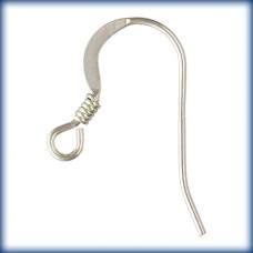 19mm 23ga Anti-Tarnish Sterling Silver French Earwires with Coil - Per Pair