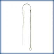 Sterling Silver AT U-Threader Drop Box Chain Ear Threads with Ring - Per Pair