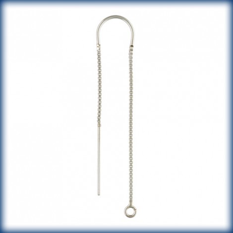 Sterling Silver U-Threader Drop Box Chain Ear Threads with Ring
