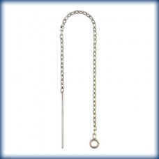 75mm Fine Cable Chain AT Sterling Silver Ear Threads w-3.5mm Jumpring - Per Pair