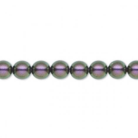 6mm Swarovski Crystal Round Pearl - Iridescent Purple