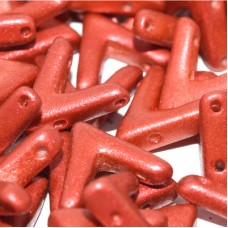 10x4mm Czech 3-Hole Ava Beads - Pack of 20 - Lava Red