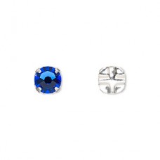 6.4mm SS30 Swarovski Crystal & Silver Plated Montees - Majestic Blue - Pack of 12
