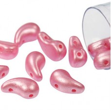 5x8mm Czech ZoliDuo 2-Hole Teardrop Beads - Pastel Pink (Right version) Pk of 50