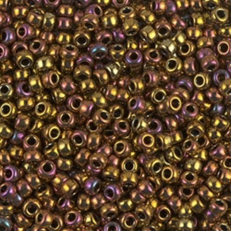 8/0 Miyuki Seed Beads - Metallic Gold Iris - 22gm