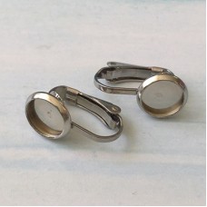 8mm ID 316L Stainless Steel Leverback Clip-on Bezel Earrings - Pack of 2 Pair
