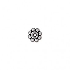 6mm TierraCast Daisy Heishi Spacer Beads - Antique Fine Silver Plated - Pack of 10