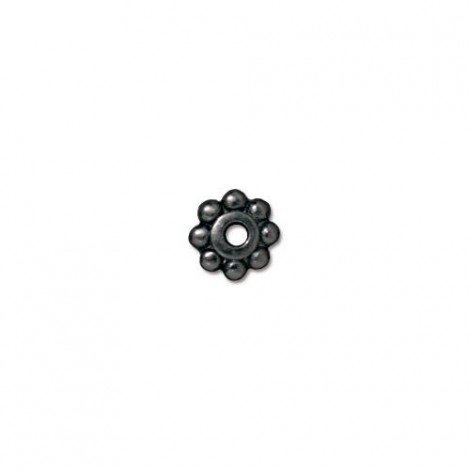 6mm TierraCast Heishi Daisy Spacer Beads - Black Oxide - Pack of 10