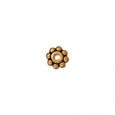 6mm TierraCast Heishi Daisy Spacer Beads - Antique 22K Gold Plated - Pack of 10