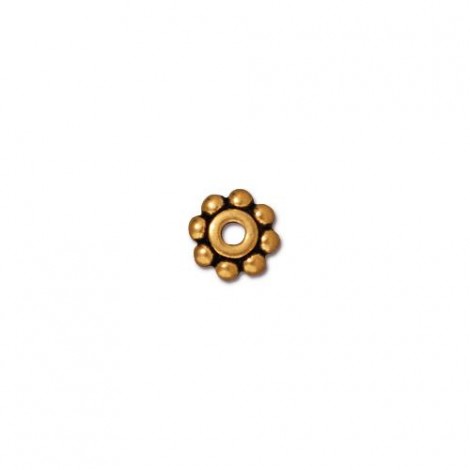 6mm TierraCast Heishi Daisy Spacer Beads - Antique 22K Gold Plated